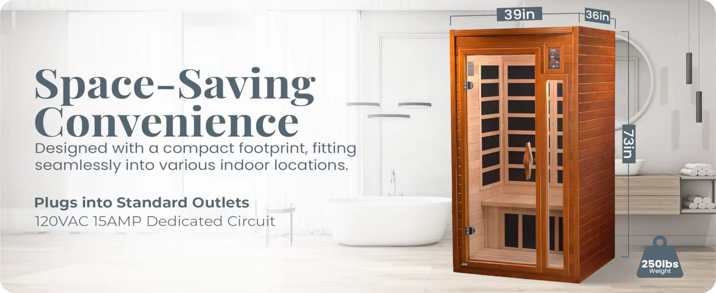 Refynce™ Home Wellness Sauna System – 2 Person Infrared Sauna with Red Light Therapy